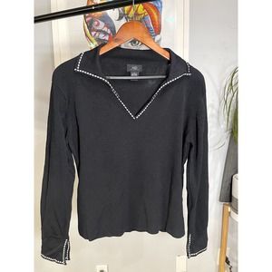 Hadi Womens Black and White Top 90s Vintage